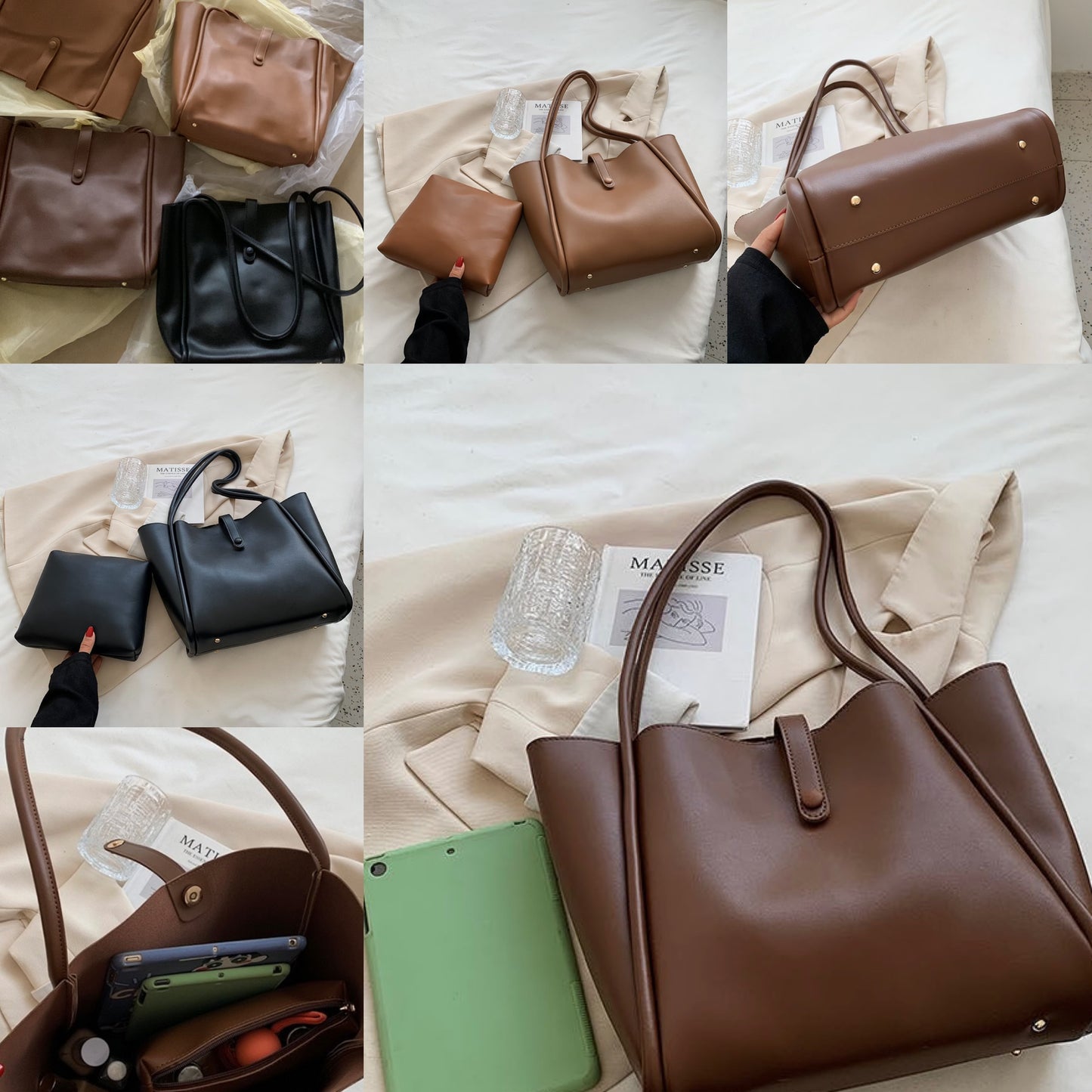 Leather tote bags